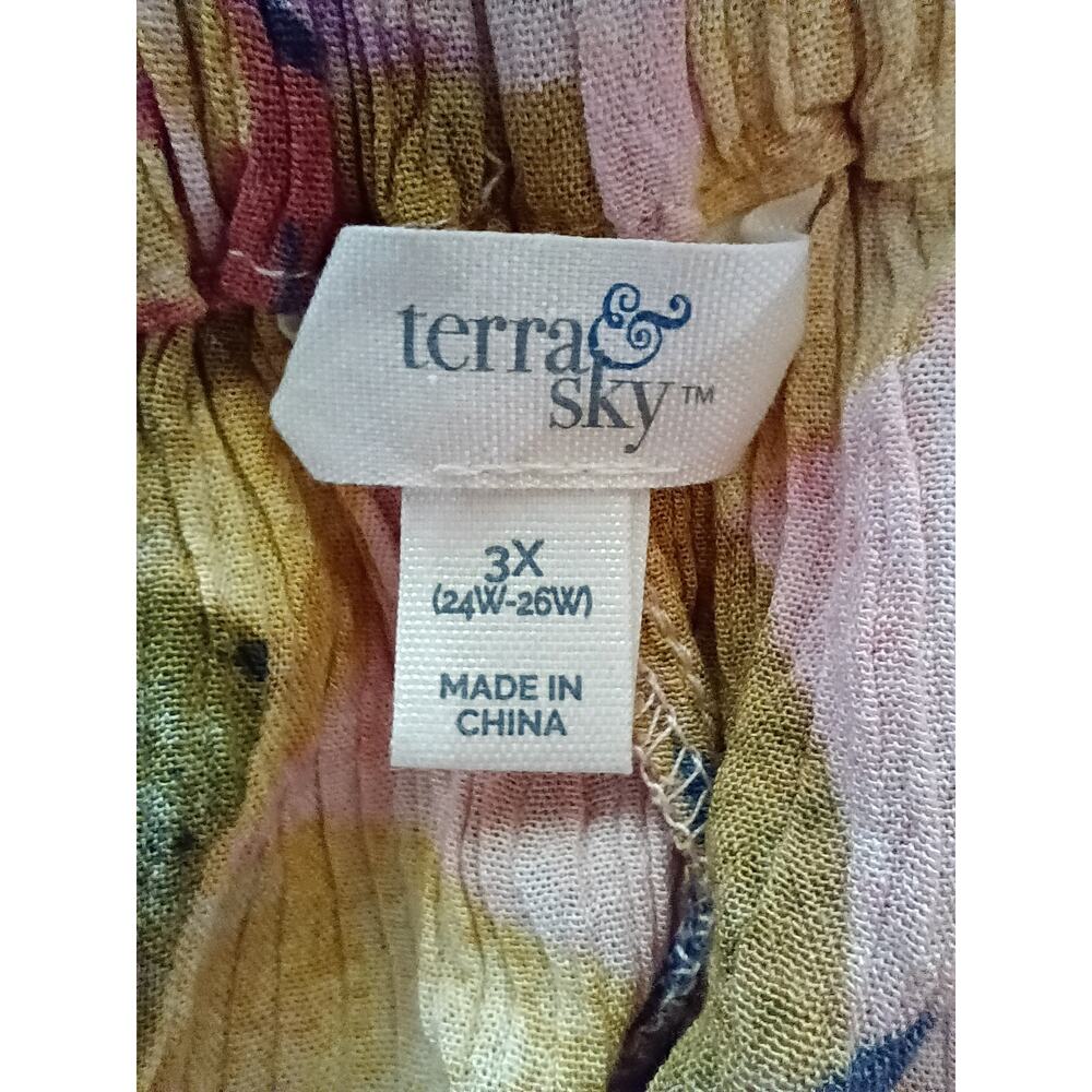 Terra And Sky Plus Size Floral Blouse Top Cottagecore Summer Vacation 3X - Picture 3 of 4